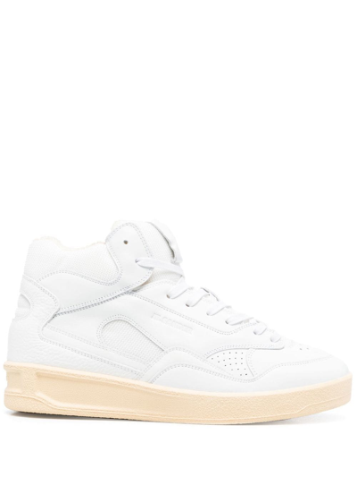Shop Jil Sander Gum-sole High-top Sneakers In White