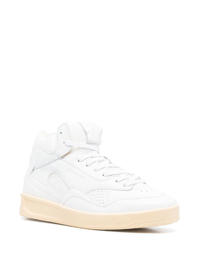 Shop Jil Sander Gum-sole High-top Sneakers In White