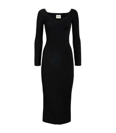 Shop Khaite Wide-shoulder Pia Midi Dress In Black
