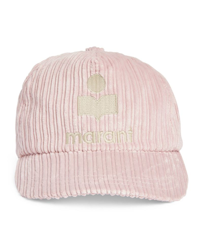 Shop Isabel Marant Corduroy Logo Baseball Cap In Pink