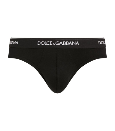 Shop Dolce & Gabbana Logo Midi Briefs (pack Of 2) In Black