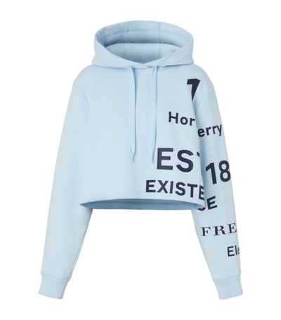 Shop Burberry Horseferry Cropped Hoodie In Blue