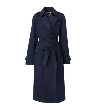 Shop Burberry Long Waterloo Heritage Trench Coat In Blue