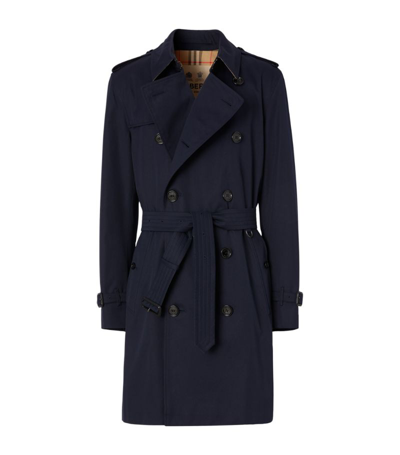 Shop Burberry Mid-length Kensington Heritage Trench Coat In Blue