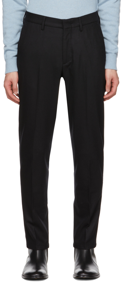 Shop Dunhill Black Wool Trousers In 001 Black