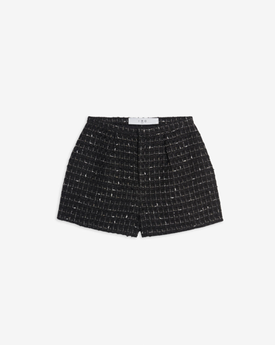 Shop Iro Azalee Tweed Shorts In Black/white