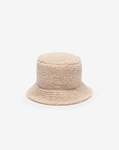 Shop Iro Veneto Fabric Bucket Hat In Beige Fake Fur