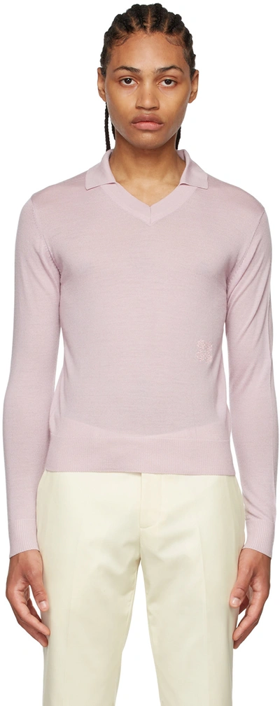Lukhanyo Mdingi Ssense Exclusive Purple Wool Polo In Dustyrose