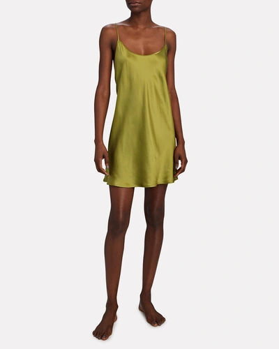 Shop La Perla Silk Charmeuse Mini Slip Dress In Green