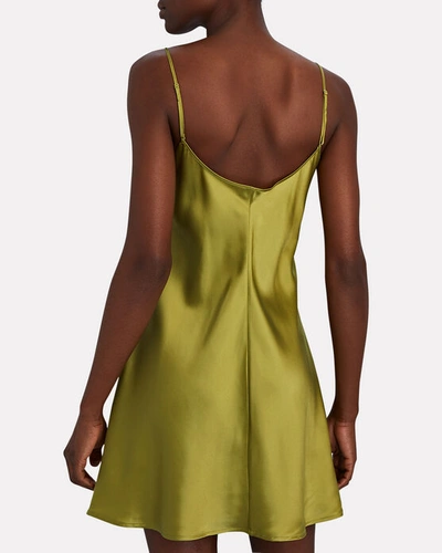 Shop La Perla Silk Charmeuse Mini Slip Dress In Green
