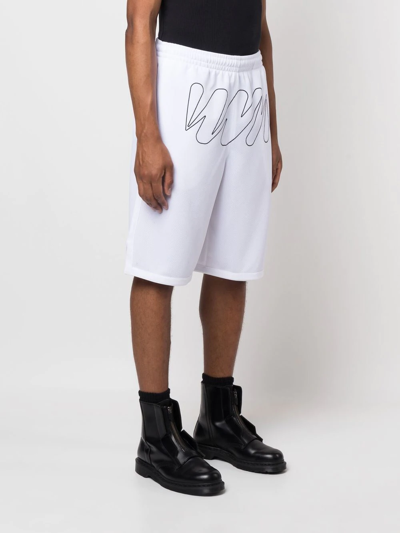 Shop Off-white Wave-detail Shorts In White