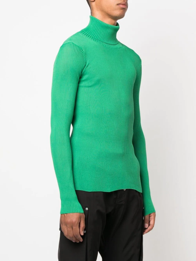 Shop Off-white Rib-knit Roll Neck Sweater In Green