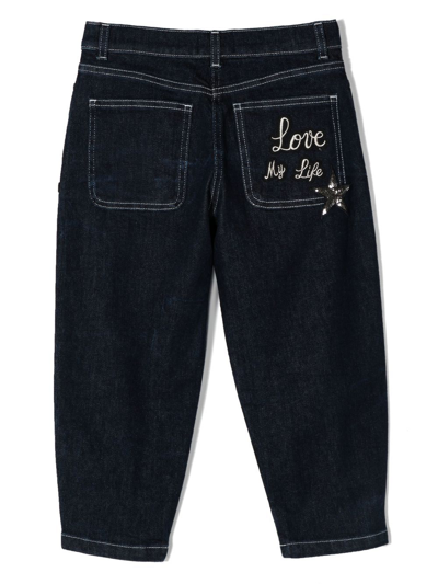 Shop Dolce & Gabbana Love My Life Embroidered Jeans In Blue