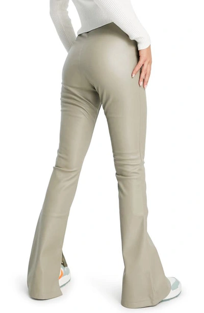Shop Topshop Faux Leather Flare Pants In Tan