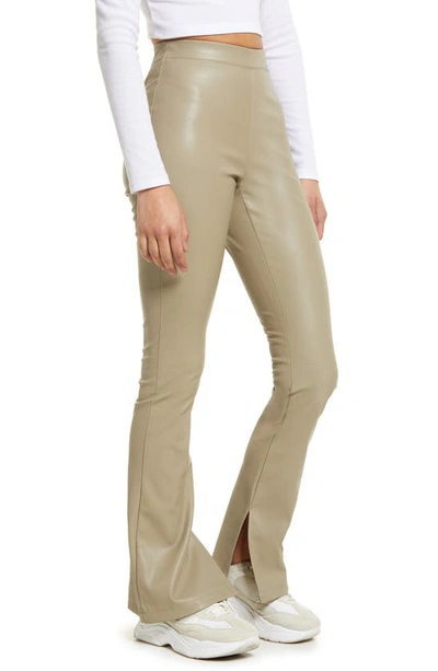 Shop Topshop Faux Leather Flare Pants In Tan