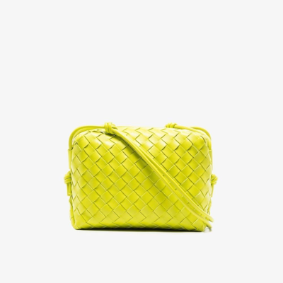 Shop Bottega Veneta Green Intrecciato Leather Shoulder Bag