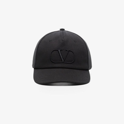Shop Valentino Black Vlogo Signature Cotton Baseball Cap