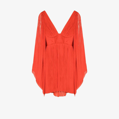 Shop Maria Lucia Hohan Willow Draped Silk Mini Dress In Orange