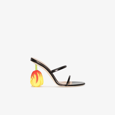 Shop Loewe Black Tulip 100 Leather Sandals