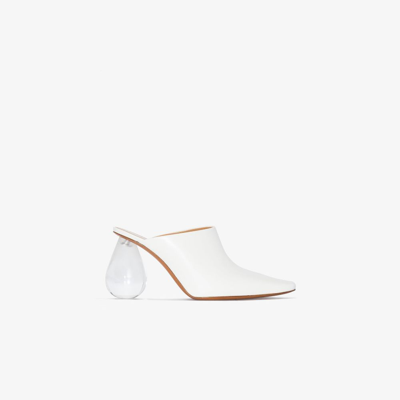 Shop Loewe White Drop 90 Leather Mules