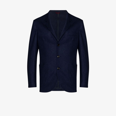 Shop Brunello Cucinelli Blue Single-breasted Cashmere Blazer