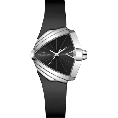 Hamilton Ventura S Auto Black Dial Rubber Strap Unisex Watch H24105330 In Schwarz