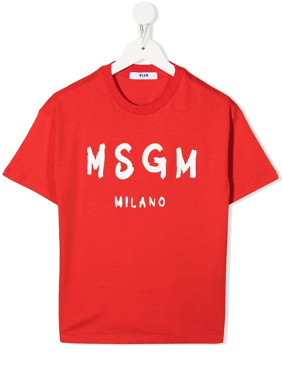 Shop Msgm Logo-print Short-sleeve T-shirt In Red