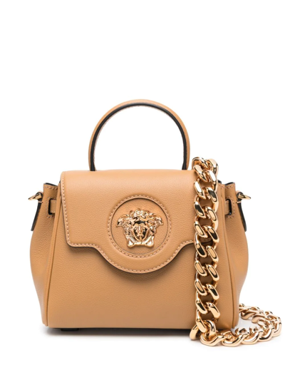Shop Versace Small La Medusa Tote Bag In Brown