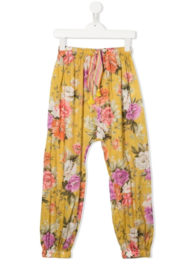 Shop Zimmermann Pattie Floral-print Trousers In Yellow