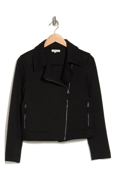 Shop Maxstudio Scuba Moto Jacket In Black