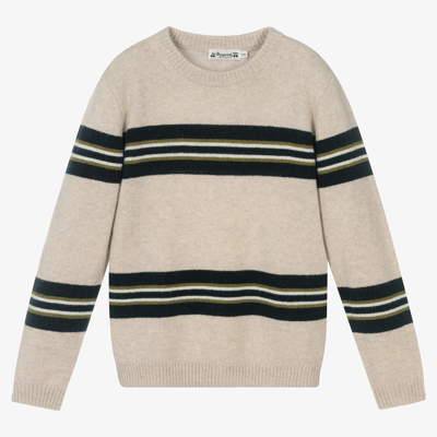 Shop Bonpoint Teen Ivory Stripe Jumper In Beige