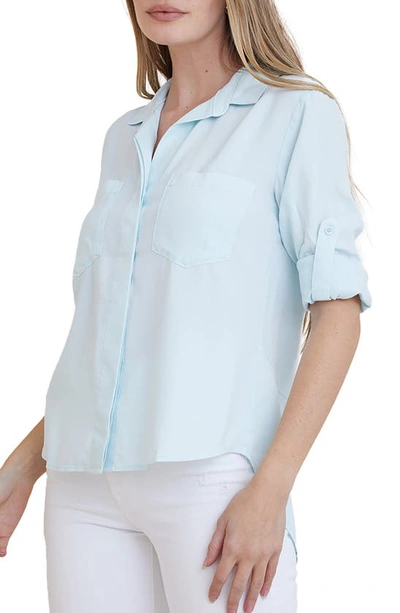 Shop Bella Dahl Split Back Button-up Shirt In Sea Foam