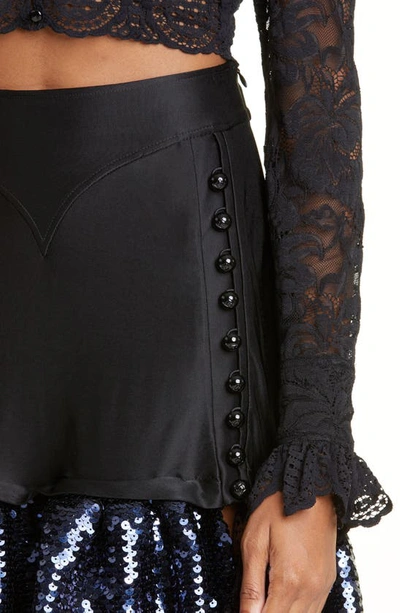 Shop Rabanne Sequin Hem Jersey Miniskirt In Black