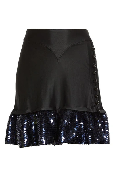 Shop Rabanne Sequin Hem Jersey Miniskirt In Black