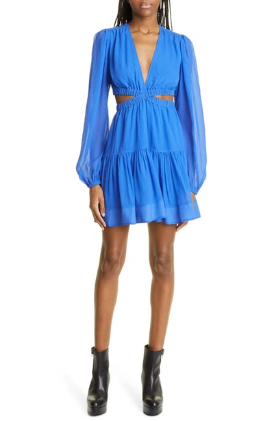Shop A.l.c Izzy Cutout Long Sleeve Minidress In Cobalt
