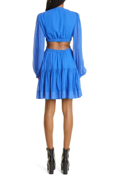 Shop A.l.c Izzy Cutout Long Sleeve Minidress In Cobalt