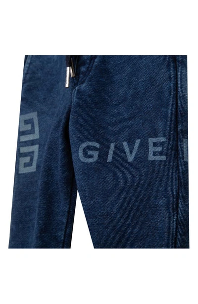 Shop Givenchy Kids' Logo Graphic Denim Fleece Joggers In Z10-denim Blue