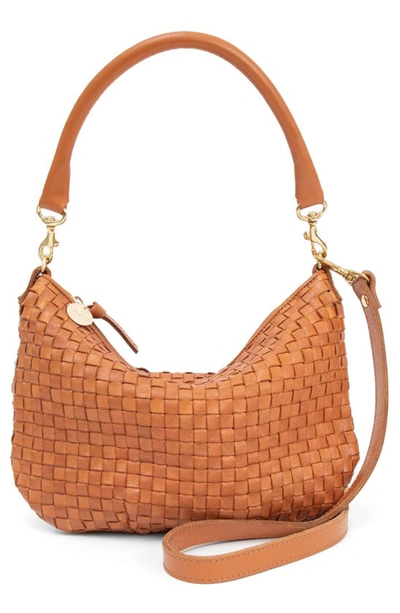 Shop Clare V Petit Moyen Messenger Bag In Natural Woven Checker