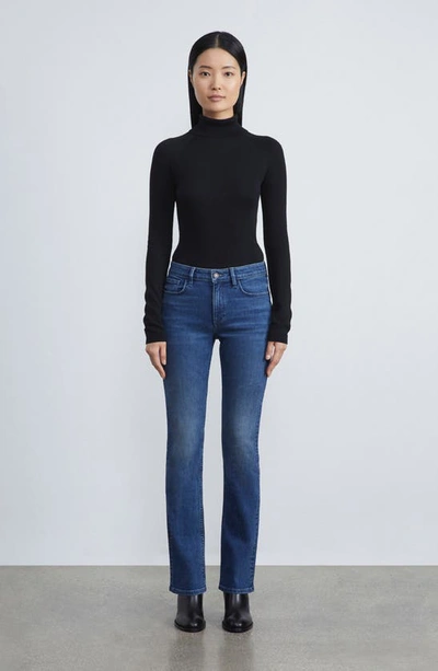 Lafayette 148 High Rise Straight Ankle Reeve Ital. Heritage Denim In Faded Skyline In Empire Indigo