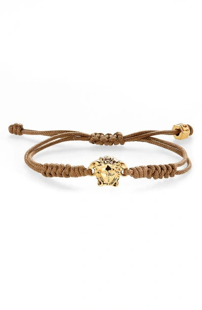 Shop Versace Medusa Slider Bracelet In Tawny Brown-gold