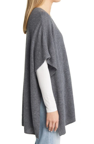 Nordstrom V-neck Wool & Cashmere Poncho In Grey Dark Heather