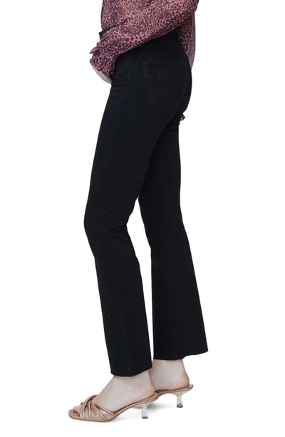 Shop Paige Claudine High Waist Raw Hem Ankle Flare Jeans In Black Shadow