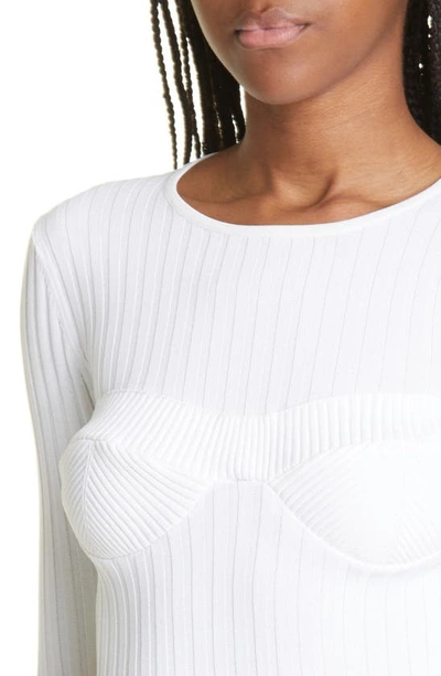 Shop Aknvas Faye Rib Long Sleeve Top In White