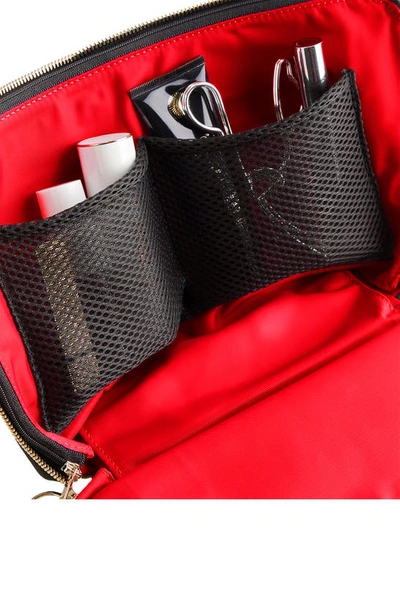 Shop Kusshi Vacationer Leather Makeup Bag In Black Leather/ Red