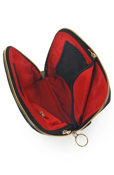Shop Kusshi Vacationer Leather Makeup Bag In Black Leather/ Red