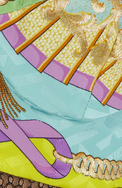 Shop Versace Ventagli Fan Print Crop Silk Bustier Top In Multicolor