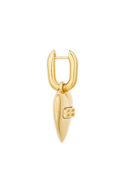 Shop Balenciaga Bb Heart Drop Huggie Hoop Earrings In Gold