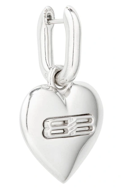 Shop Balenciaga Bb Heart Drop Earrings In Silver