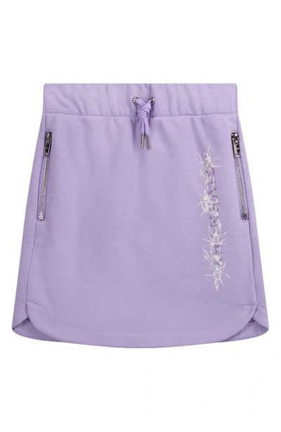 Shop Givenchy Kids' Barbed Wire Logo Fleece Skirt In 925-lilac