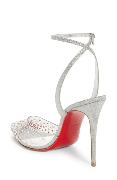 Shop Christian Louboutin Spikaqueen Crystal Ankle Strap Pump In Silver